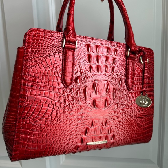 Brahmin Small Finley Satchel Embrace Red Ombre Melbourne Leather - Picture 2 of 8